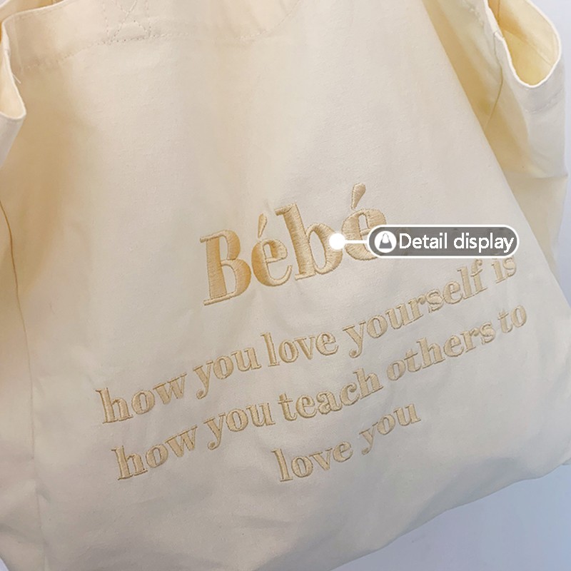 Women Shoulder Bag 2022 Canvas Tote Bag Girl Bag Fashion Large Capacity Shopper Bag Embroidered Letter Macaron Color Student Handbag