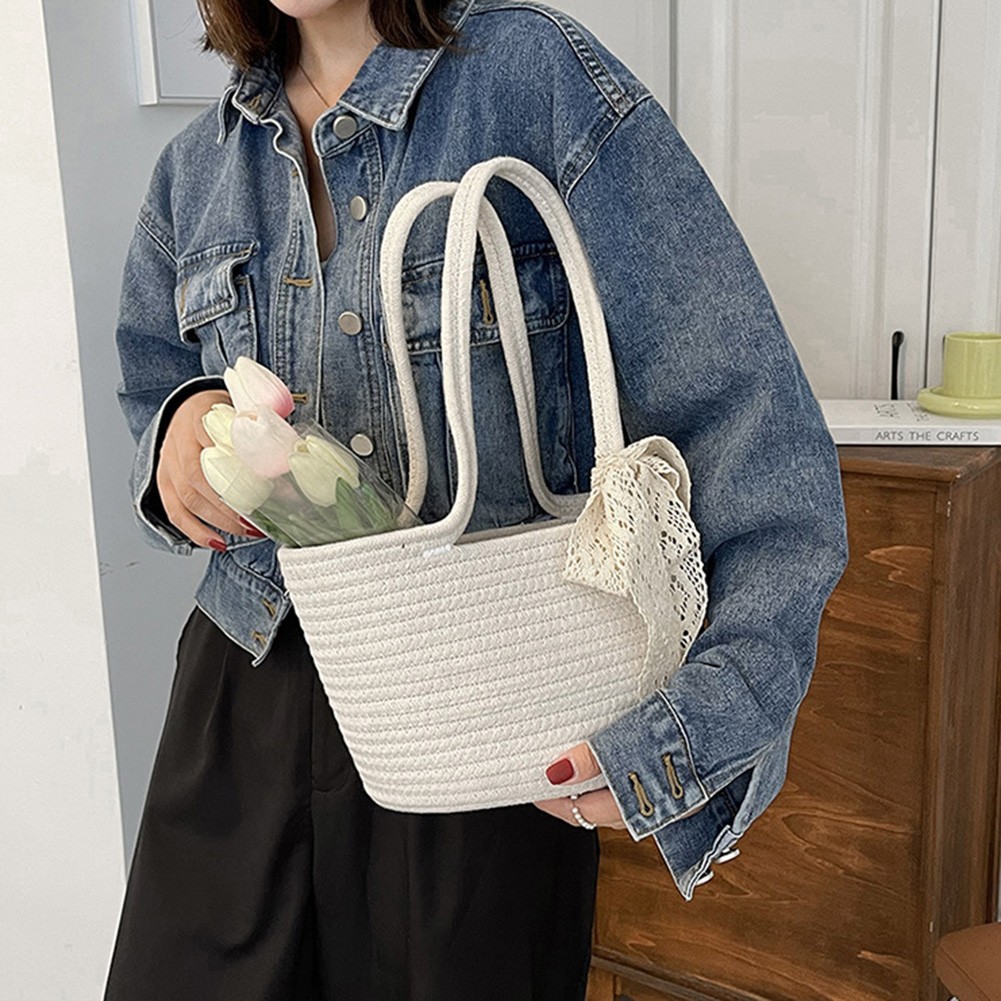 Elegant Ladies Straw Woven Handbag Women Vacation Beach Casual Tote Handbags Shoulder Bags Retro Summer Basket Clutch Tote