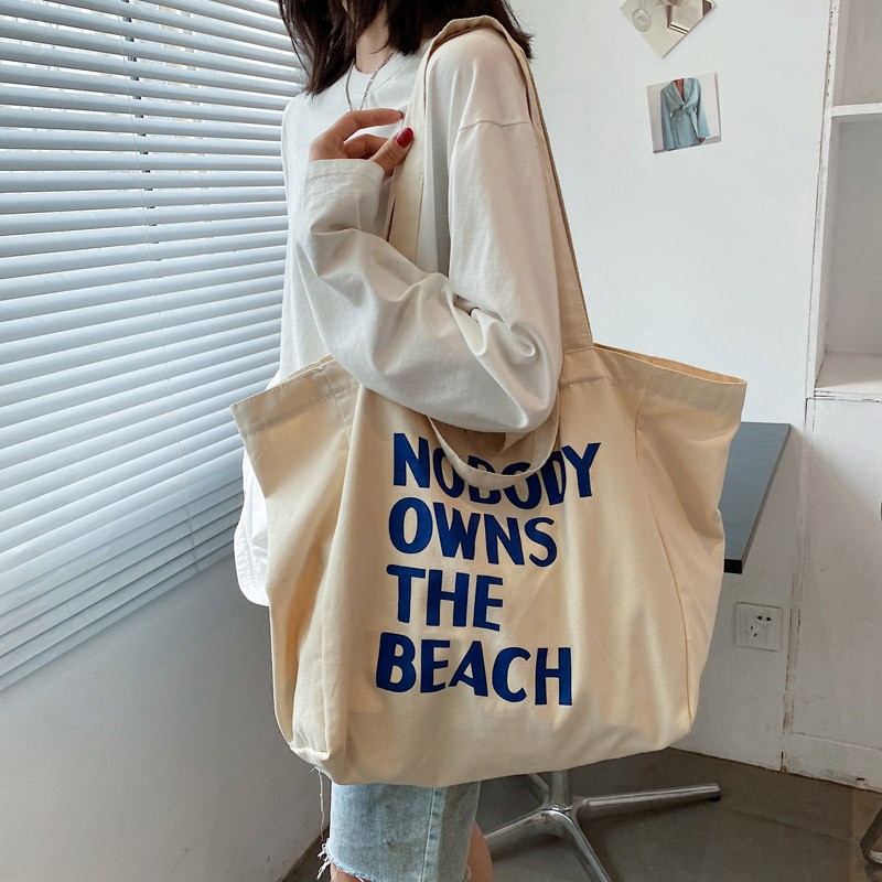 Women Canvas Handbag Large Capacity Shoulder Bag 2022 Fashion Female Simple Designer Letter Printed Large Casual Tote Handle Bag