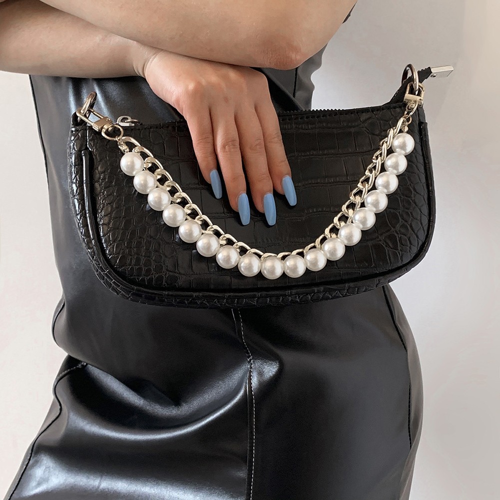 Pearl Metal Chain Bag Strap DIY Shoulder Handles Accessories For Luxury Brand Handbag Detachable Purse Chain Bag Strap