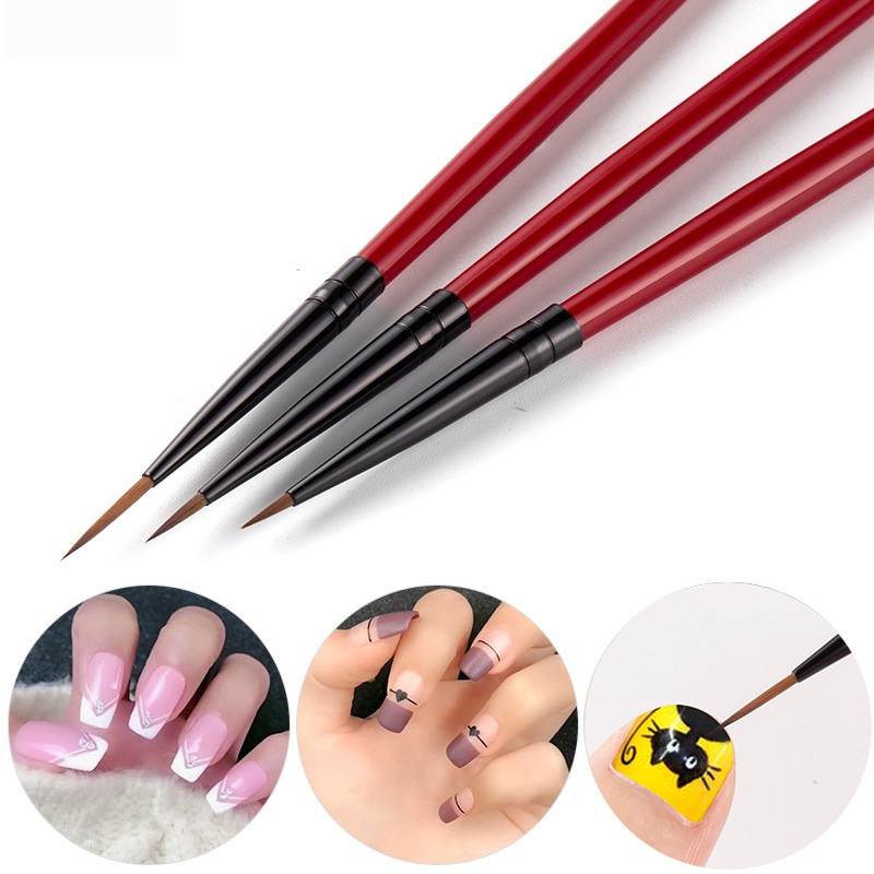 3pcs Nail Art Liner Brush Set Nails Painting Pen Drawing Pencil Nail Gel Nail Polish Lines Brushes Design Manicure Tools