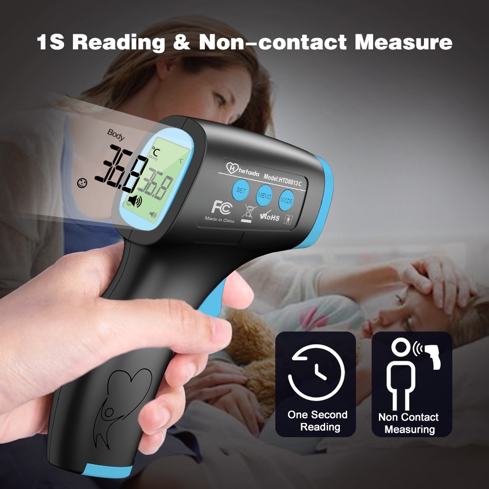 HeTaiDa 8813 Multifunction Non-contact Digital Infrared Thermometer Rapid Measurement Tool of Forehead Body Fever Thermometer