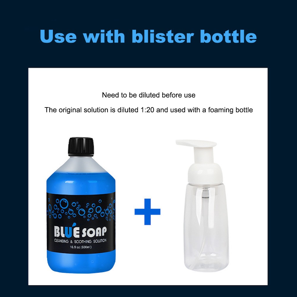 500ml Cleaning Blue Soap Soothing Solution Tattoo Analgesic Wound Effect Tattoo Studio Supply High Concentration