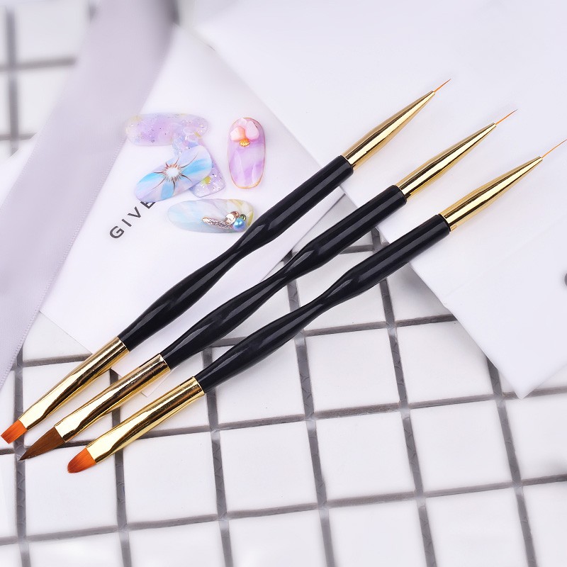 3pcs Nail Art Liner Brush Set Acrylic French Tape Tips Manicure Ultra-thin Line Drawing Pen UV Gel Brushes Painting Tools