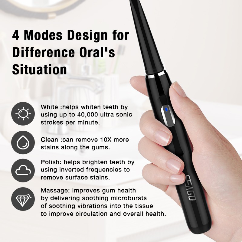 SEAGO - Rechargeable Electric Toothbrush, Available 4 Modes To Wash Teeth, Toothbrush With 3 Wash Heads, For Travel & Gifting