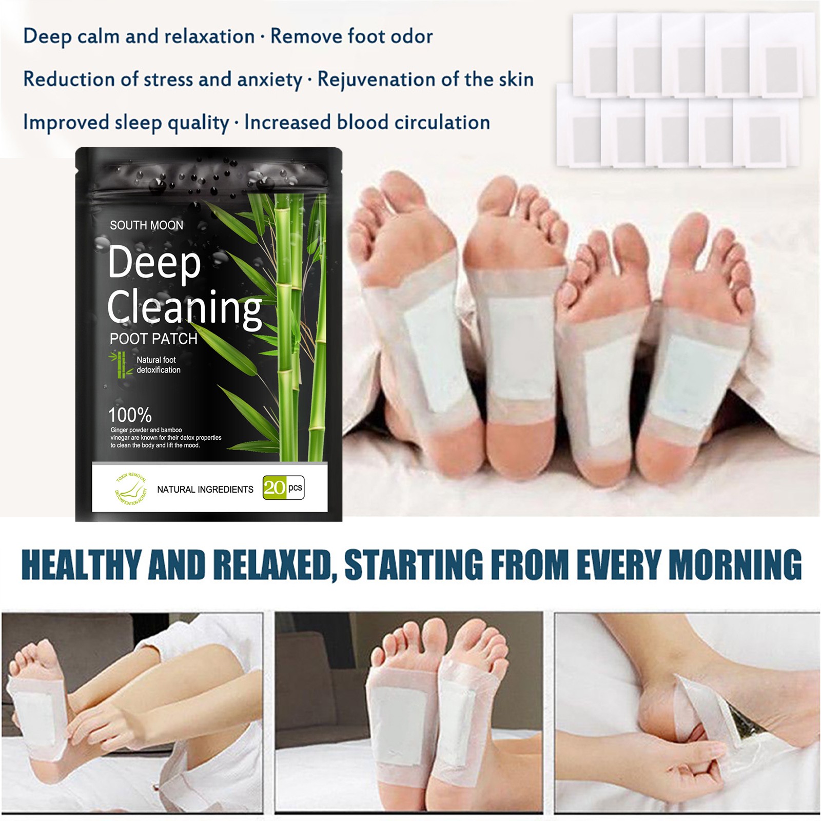 10/20pcs Detox Foot Patches Body Pads Detox Feet Slimming Cleansing Herbal Adhesive for Better Sleep Anti Stress Relief