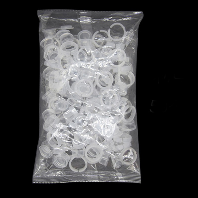 Disposable Tattoo Ink Ring Cups Permanent Makeup Accessories Microblading Ring Pigment Cup/Lid Tattoo Glue Holder