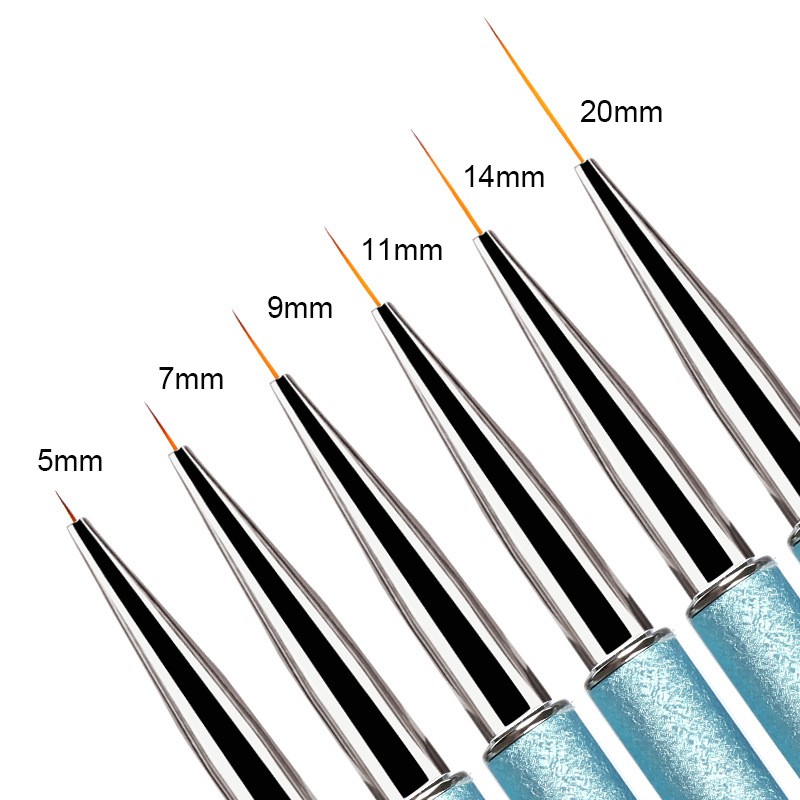 5/7/9/11/14/20mm Nail Art Liner Brushes for Manicure Acrylic Thin Line Flower Design Drawing Pen UV Gel Brush Painting Tools