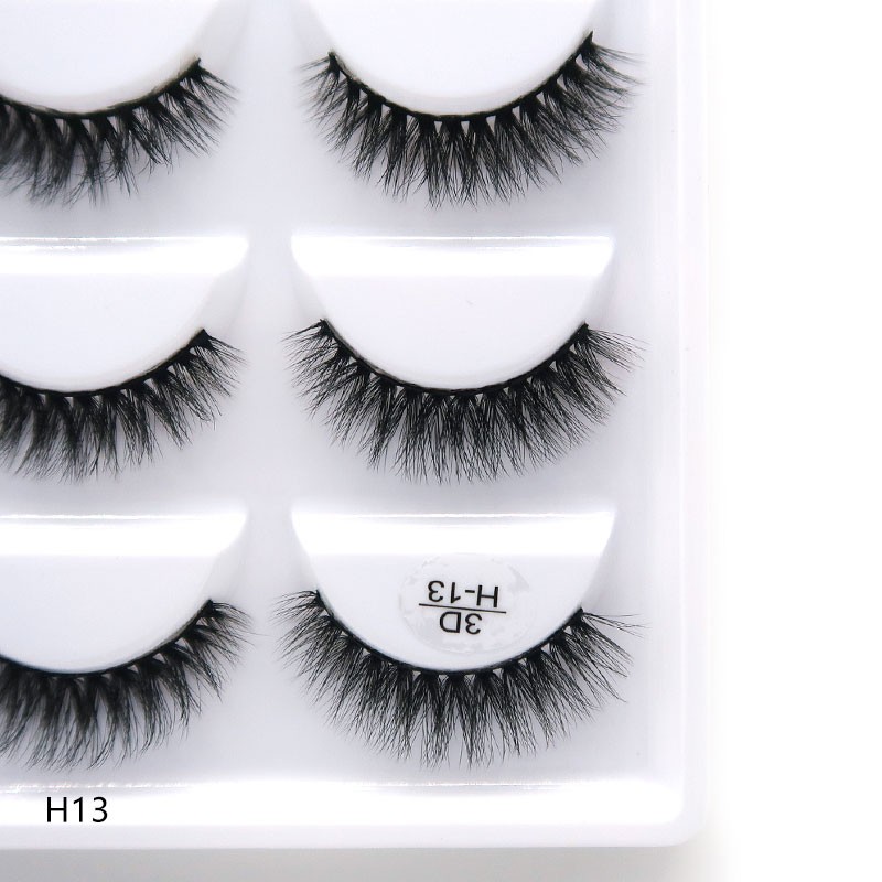 Wholesale 5/50 Boxes 100% Natural Mink Fur Eyelashes False Eyelashes 3D False Eyelashes Natural Soft Eyelash Extension Makeup H13