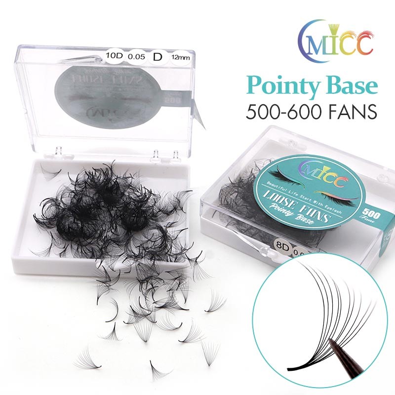 500 Fans Sharp Slim Narrow Stem Pre-made Volume Fans Thin Pointy Base Eyelashes Extensions Loose Makeup Fans Cilia