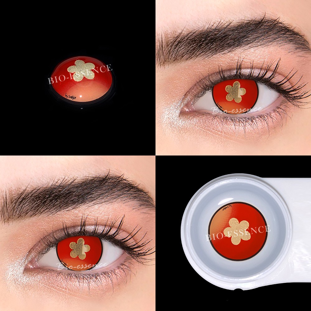 Bio-essence 1 Pair Cosplay Colored Contact Lenses Eyes Accessory Anime Red Len Anime Lens Hu Tao Jinshen Lens Effect Lenses