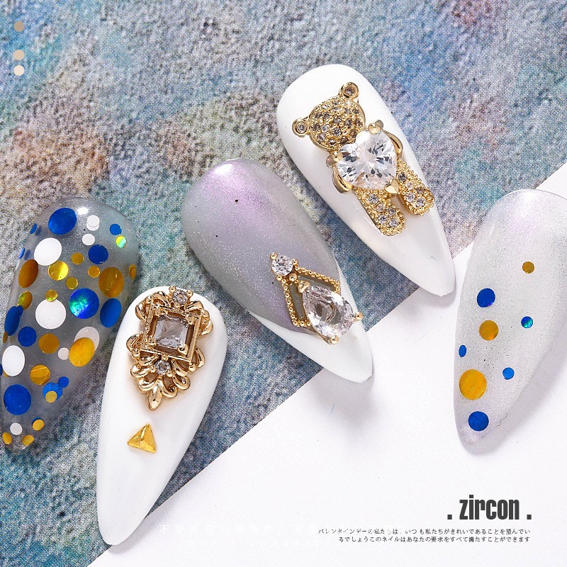 Japanese Style Nail Jewelry, Zircon Cross Real Gold Nail Diamond Decoration Supplies