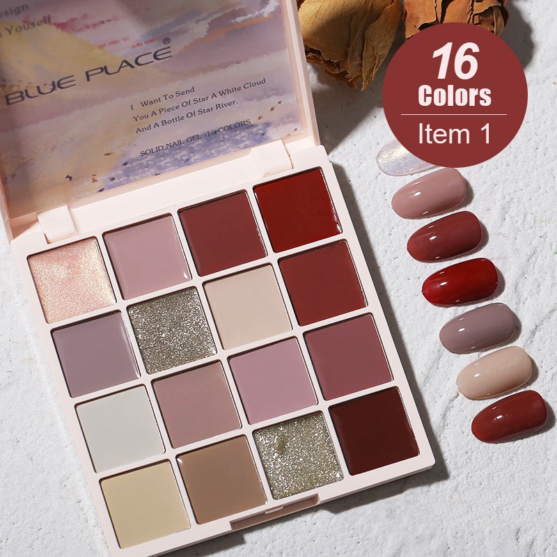 16 Colors Summer Pudding Gel Nail Polish Palette Japanese Solid Cream Gel Polish Mud Transparent Gel Semi Permanent Nail Gel