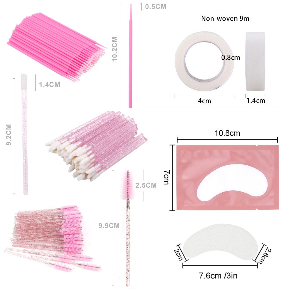 Eyelash Extension Kit Practice Eye Patches Pad Adhesive Eyelash Brushes Spoolie Mascara Applicator Grafting Eyelash Tools