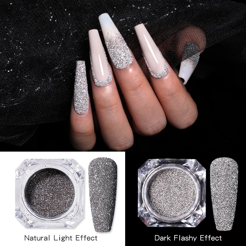 4pcs/set Nail Glitter Powder Silver Iridescent Efffect Sequins Nail Art Foils Nail Art Chrome Pigment Decoration