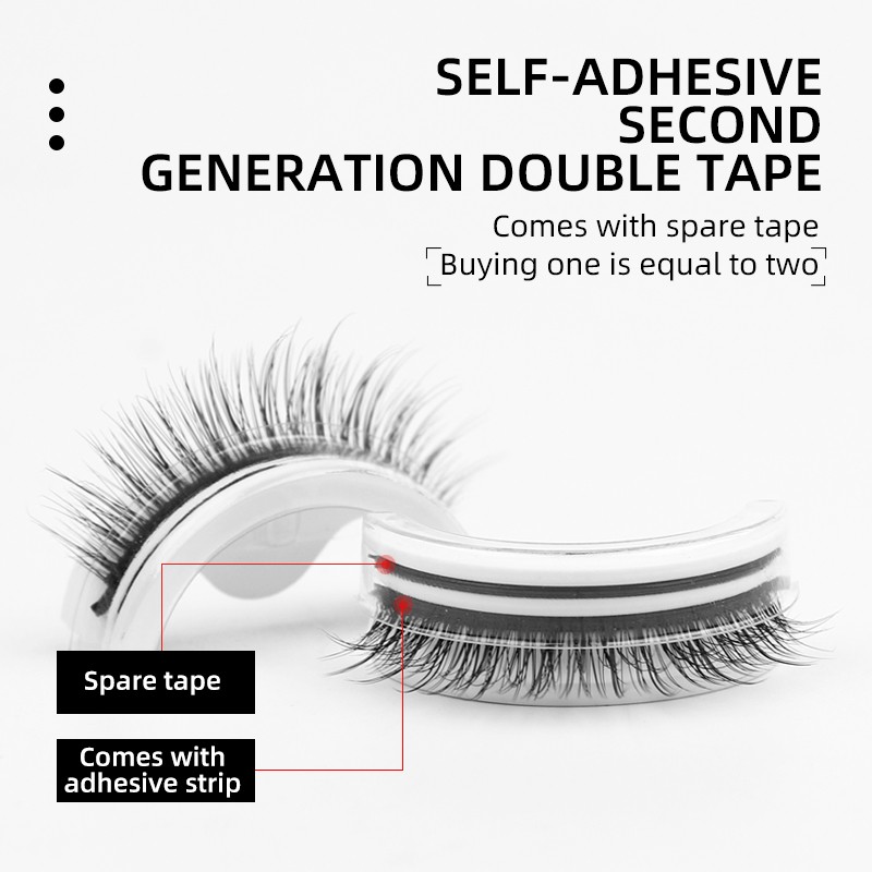 1 Pair - Reusable Self Adhesive False Eyelashes Glue Free Fake Eye Lashes Easy to Wear Fluffy Eyelash Extension Makeup Tool