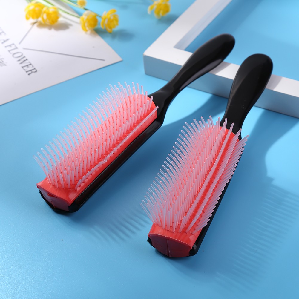 9-Row Hair Comb Detangling Rat Tail Hair Brush Comb Hair Styling Brush Straight Curly Wet Hair Scalp Massage Brush Women