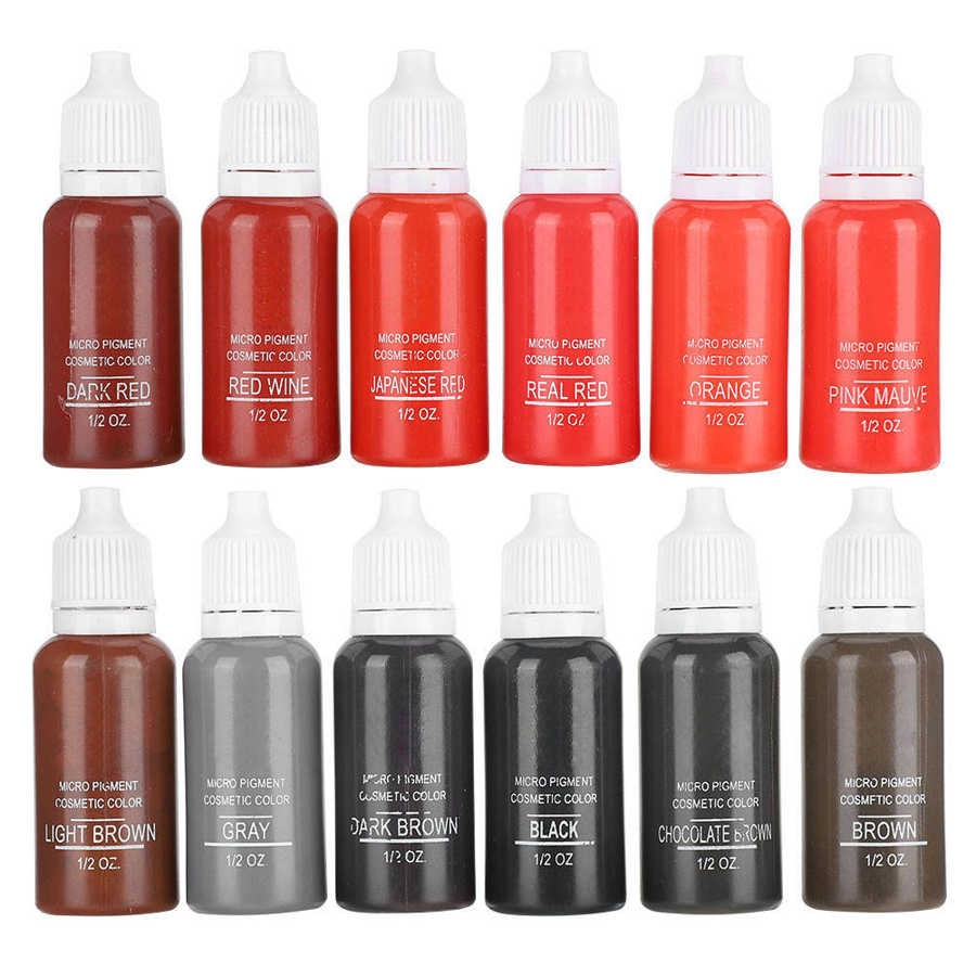 6pcs/box Microblading Tattoo Ink Pigment Set Semi-Permanent Eyebrow Lips Tattoo Pigments Plant Extract Beauty Makeup Inks Supply