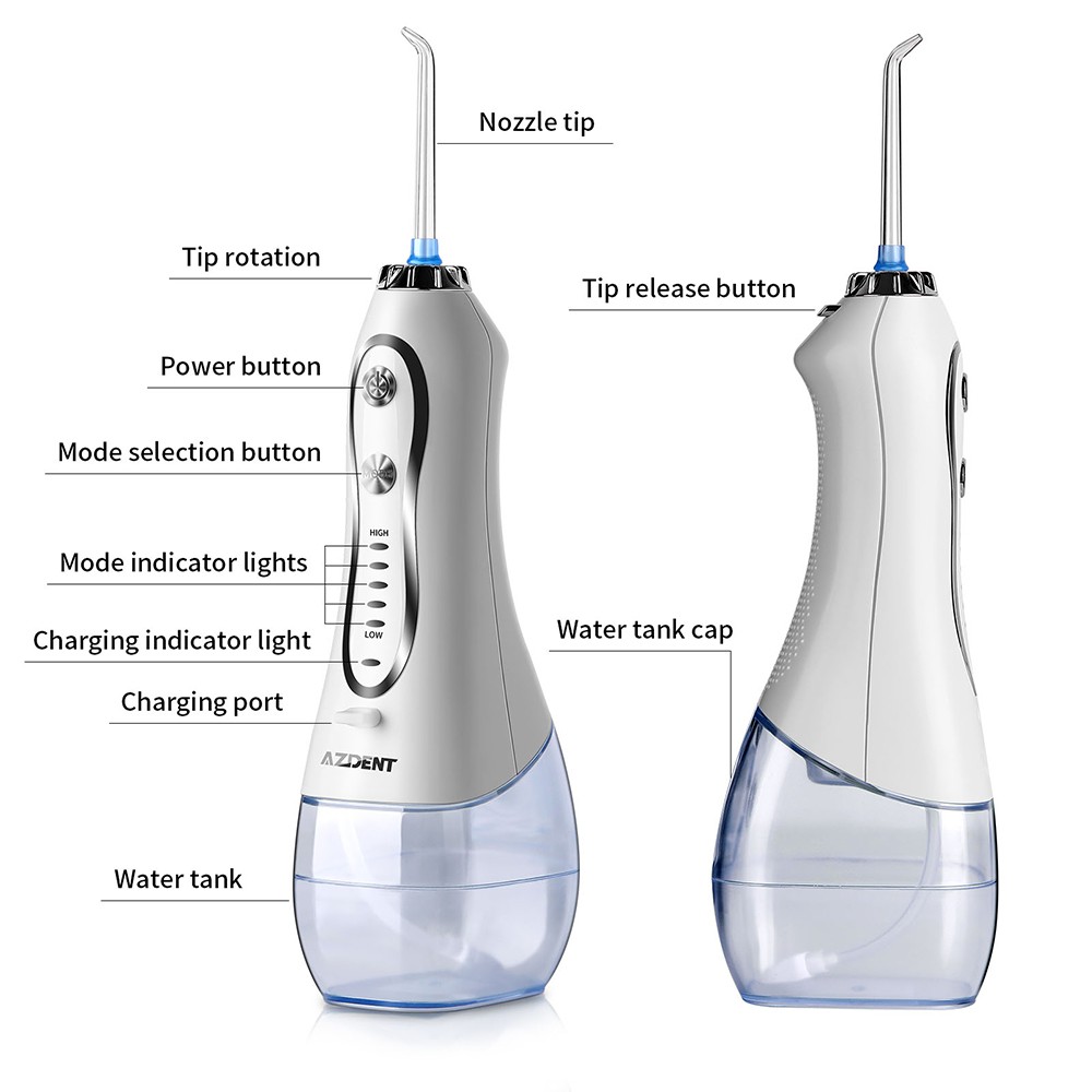 AZDENT Newest HF-6 5 Models Electric Oral Irrigator With Travel Bag Cordless Portable Water Dental Flosser 5pcs Jet