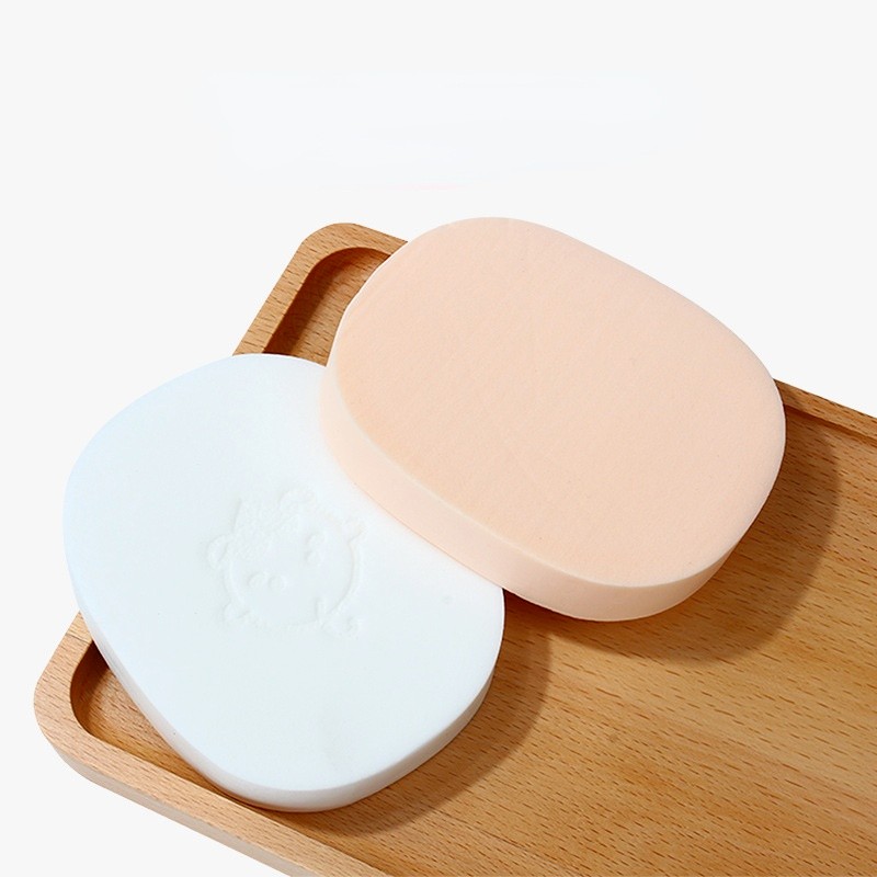 2pcs Soft Thick Face Clean Sponge Wood Fiber Face Wash Clean Sponge Makeup Beauty Accessory Cleansing Puff