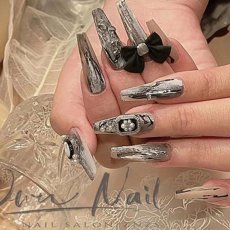 Nail Art Zircon Jewelry Pegasus Wings Pearl Unicorn Silver Bow Nail Decoration