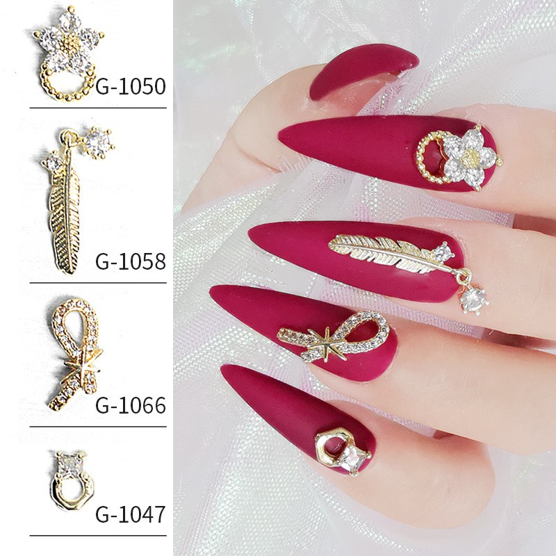 Japanese nail art zircon jewelry high-end luxury zircon real gold and color net red nail decoration G1047-G1070