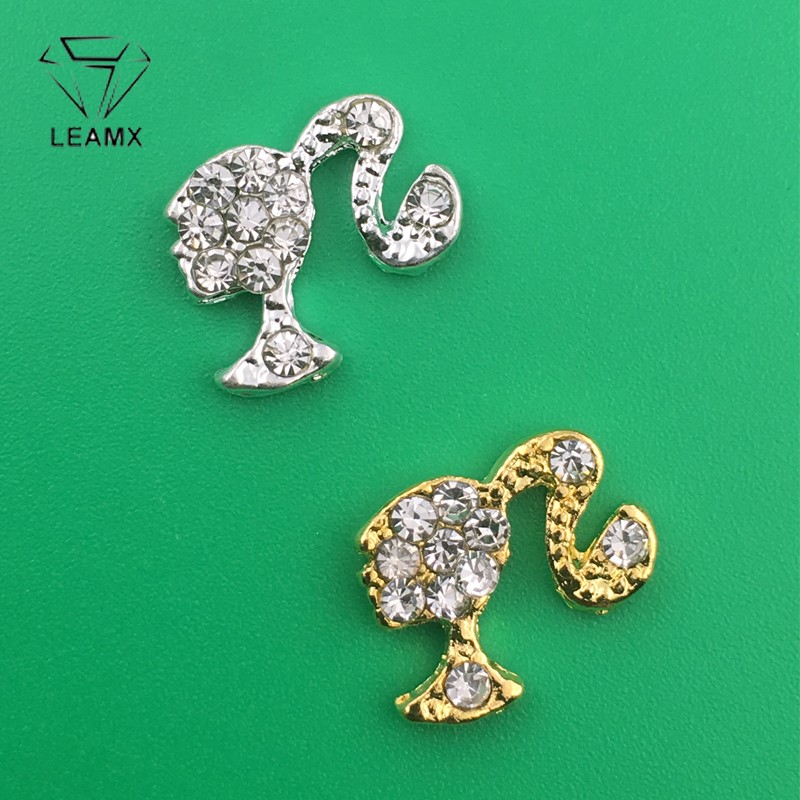 LEAMX 10pcs/bag Clear Rhinestones Nails Art Decorations Beautiful Girls Nail DIY 3D Gems Alloy Nail Diamond Charms Supply L413