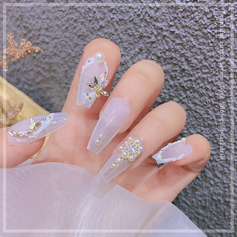 Nail Art Zircon Jewelry Bowknot Pearl Accessories Explosive Flower Color Preserved Decorative Diamond Nail