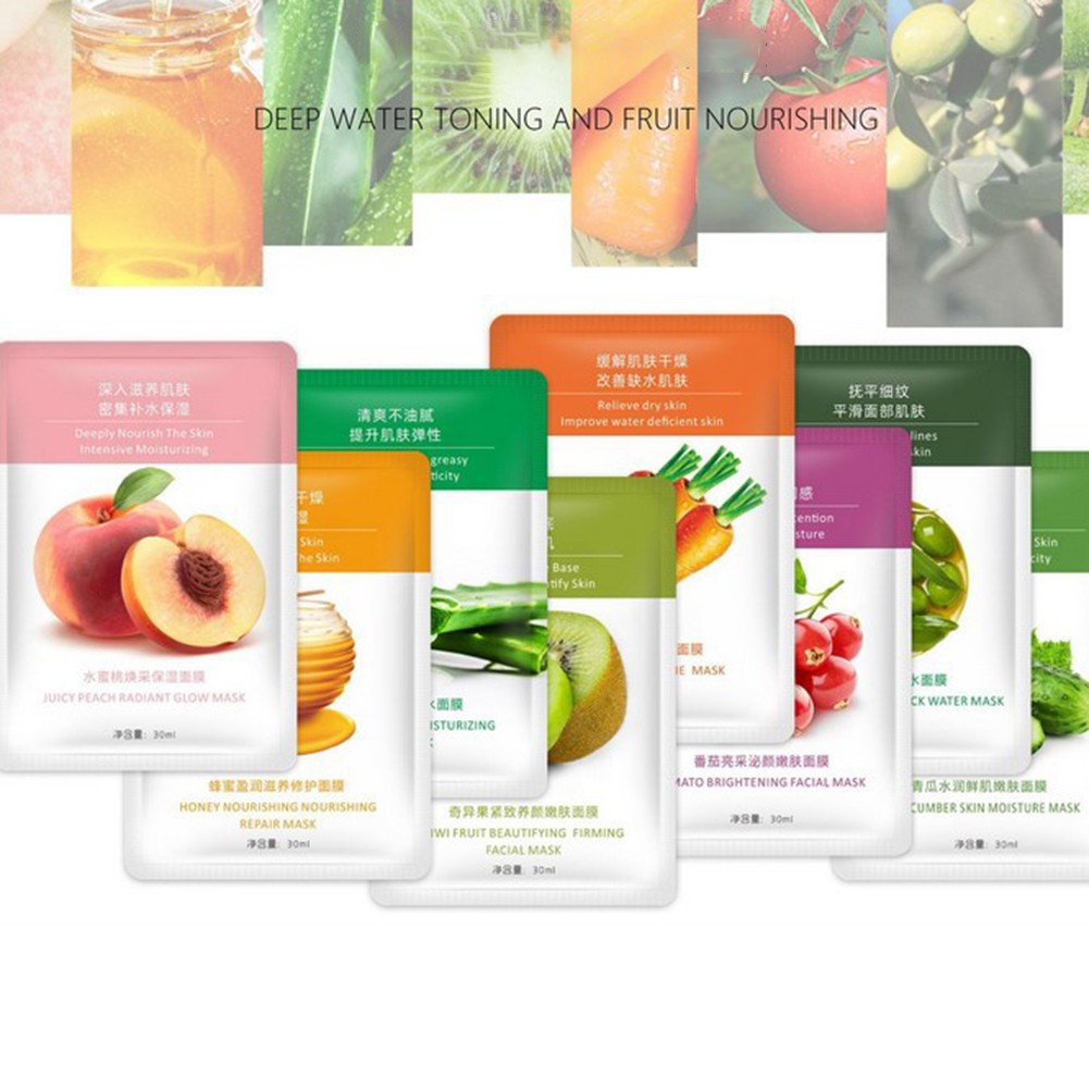 30ml Fruit Plant Face Mask Shrink Pores Brightening Moisturizing Anti-aging Sheet Masks Moisturizing Face Skin Care