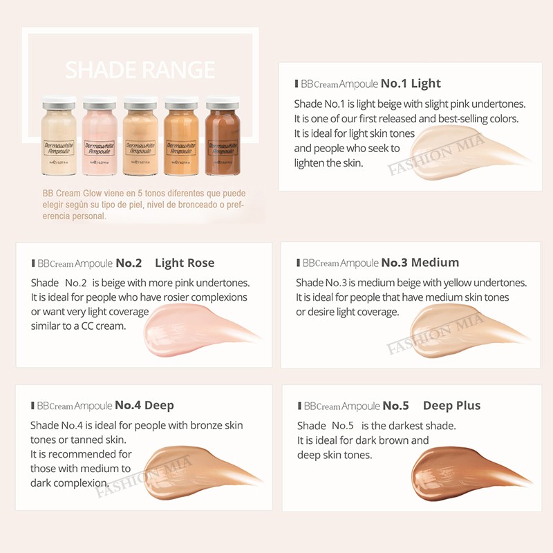 12 Vials Korean Cosmetic Dermawhite BB Cream Glow Starter Kit Stayve Liquid Foundation for Skin Whitening Brightening