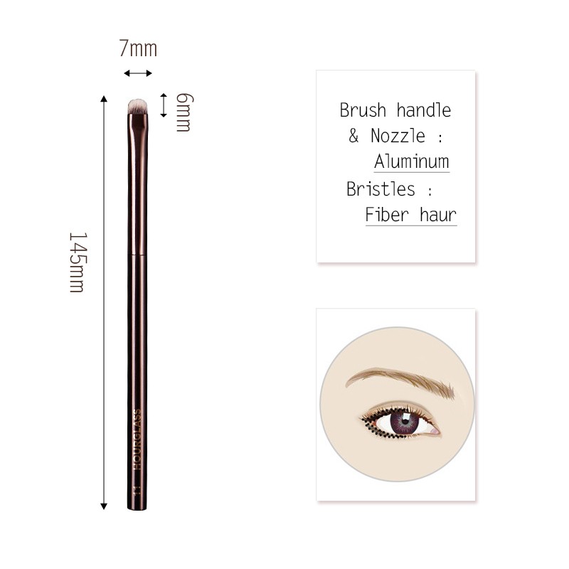 Hourglass No.11 Synthetic Shadow Smoky Liner Cosmetic Tool Deatiled Smudge Corrector Makeup Brush Eye Dark Bronze Metal Handle