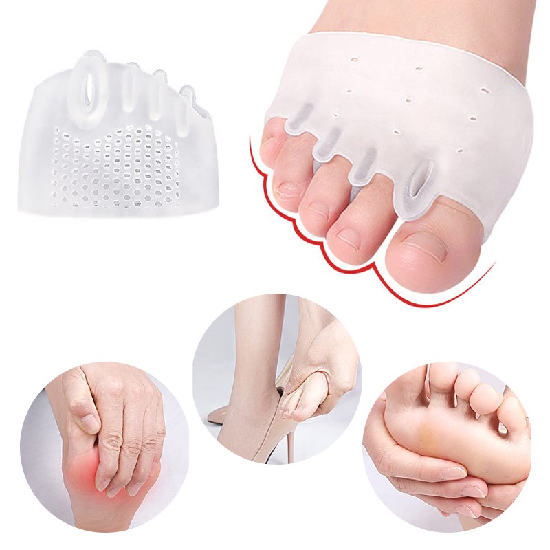 Silicone Forefoot Pads Toe Separator Cushion Pad Pain Relief Shoes Insoles Finger Toe Valgus Corrector Gel Pads Foot Care