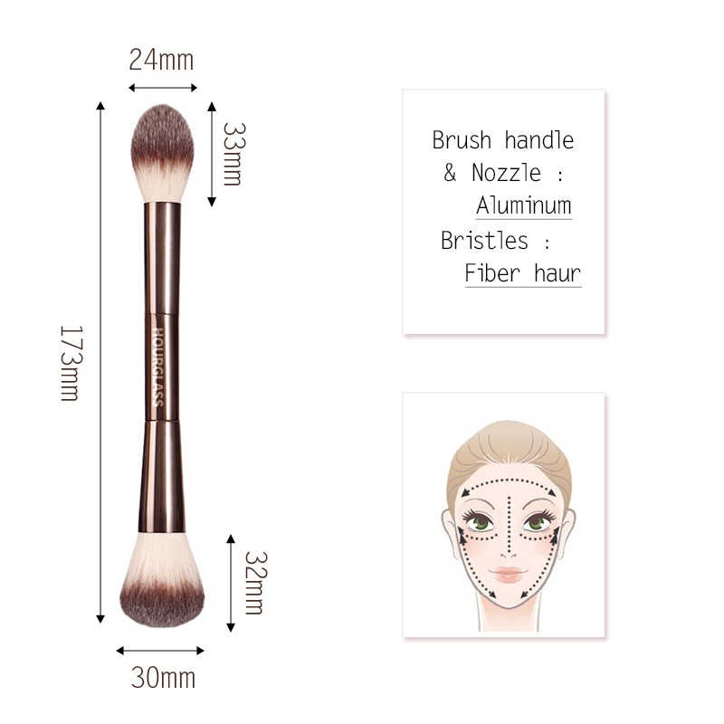 Hourglass Veil Ocean Double-end Makeup Brushes Soft Powder Highlighter Sculpting Blush Bronze Metal Handle Cosmetic Tools