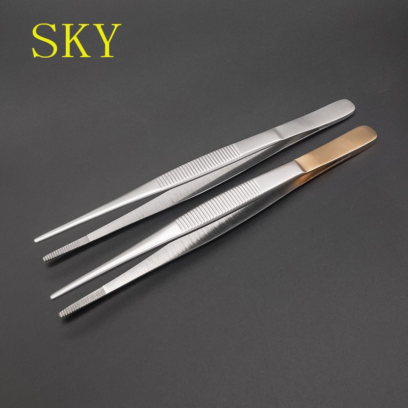 Stainless Steel Forceps Straight Head Elbow Accessories Forceps Tissue Forceps With And Without Hook With And Without Teeth