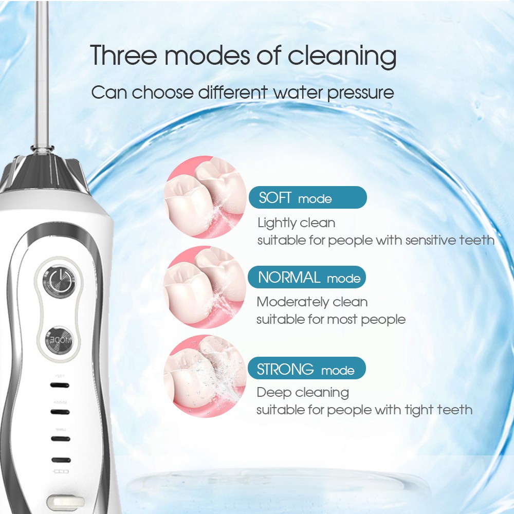 Boi 300ml High Pressure Professional Water Flosser Oral Irrigator For False Teeth Implants USB Rechargeable 7B1