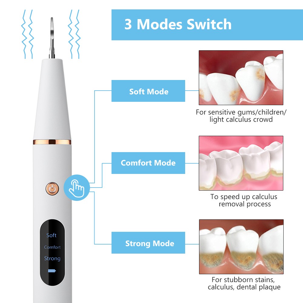 Ultrasonic Dental Scaler Calculus Remover for Tartar Stain Tooth Electric Teeth Whitening Sonic Teeth Plaque Cleaner