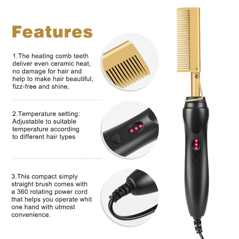 2 in 1 Hot Comb Hair Straightener Flat Iron Straightening Brush Heating Comb Hair Straightener Styler Hair Curler peigne chauffant