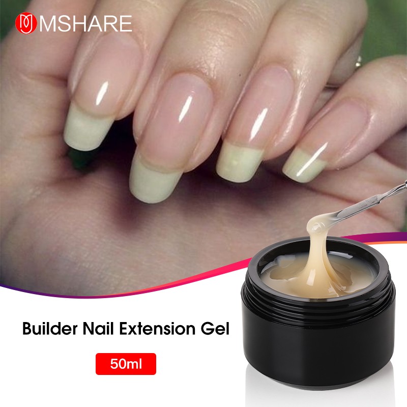 Mshare Uv Nail Extension Gel Builder Builder Clear Hard Gel Manicure For Nails Bare Finger French Nail Art 50ml