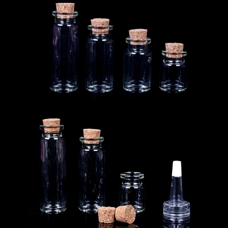 D2TA Mini Bottles With Cork Stopper Mini Vials Mini Transparent Cup Jars Lids Storage Container For DIY Party Art Craft Projects