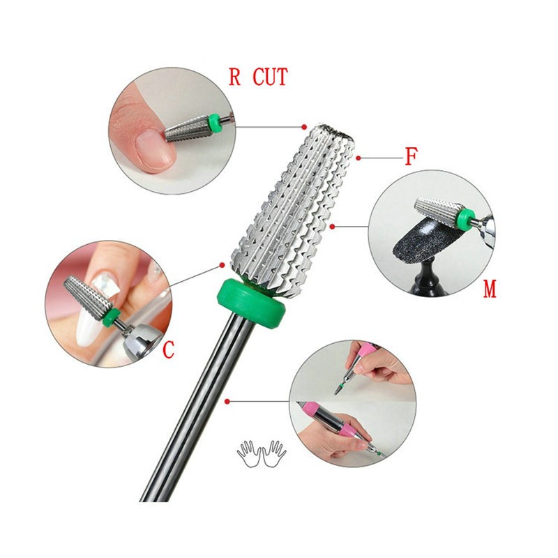 New 5 in 1 Tapered Carbide Nail Drill Bits Two-Way Carbide Drill Bits Accessories Milling Cutter for Manicure Left and Right Hand