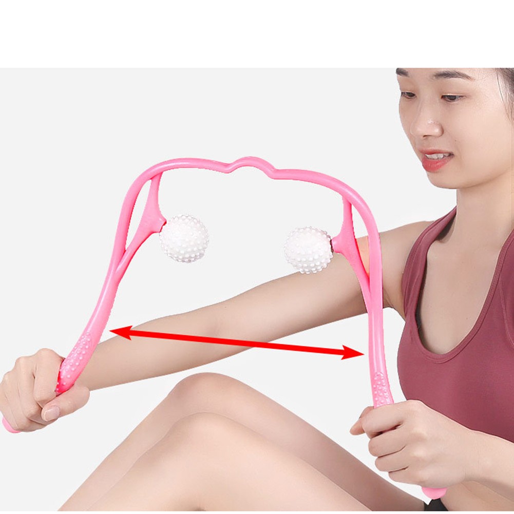 2-Ball Rolling Portable Manual Neck Kneading Relieve Hand Neck Shoulder Dual Trigger Point Muscle Relax Tool