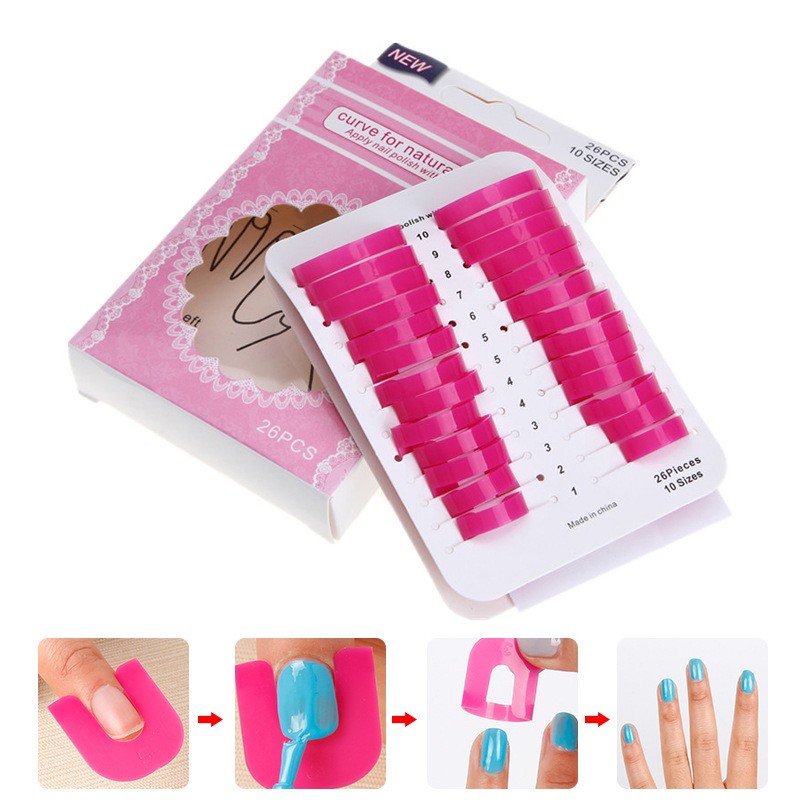 26pcs/set 10 Sizes G Curve Shape Nail Protector Varnish Shield Finger Cover Leak-proof Stickers French Manicure Nail Art Tools