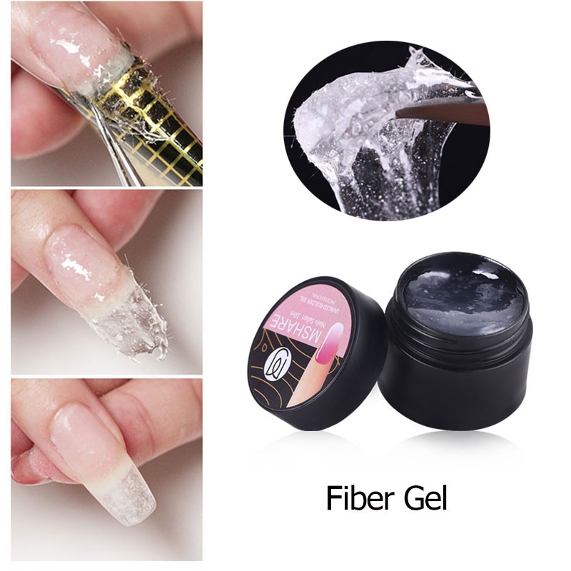 MSHARE Clear Pink Fiberglass Gel For Nails Extensions Fiber Nails UV Fast Builder 142g 5oz