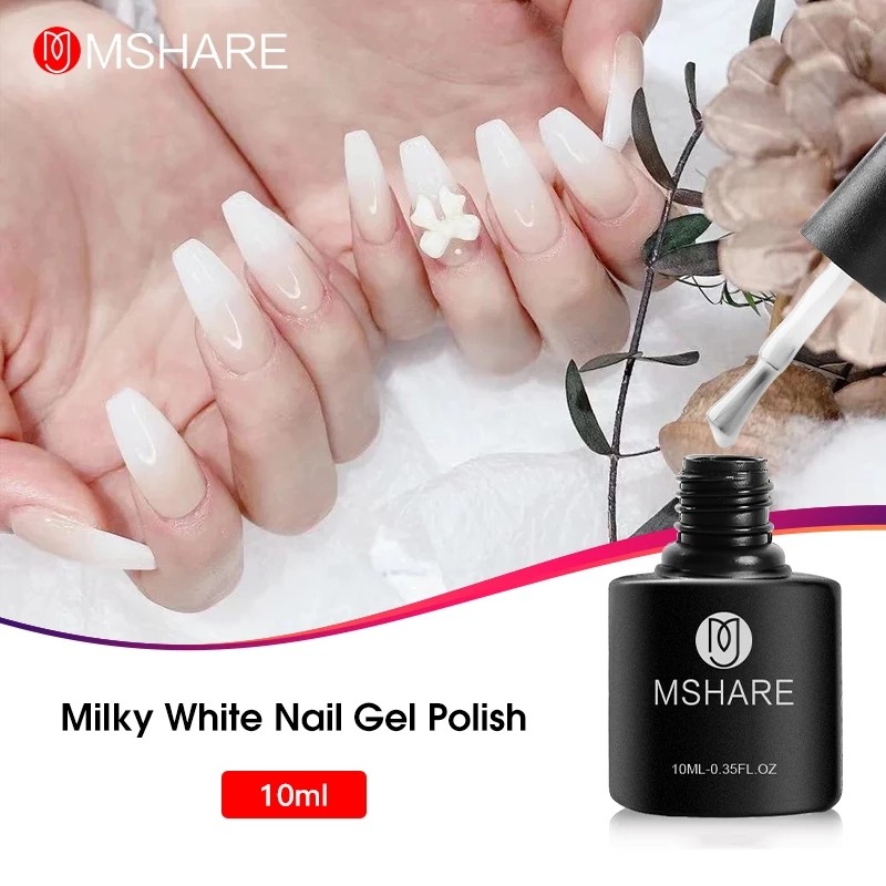 Mshare Nude Nail Gel Polish Soak Off UV Nail Gel Base Coat Nail Art Top Coat Varnish Semi Permanent Curing With Nail Dryer