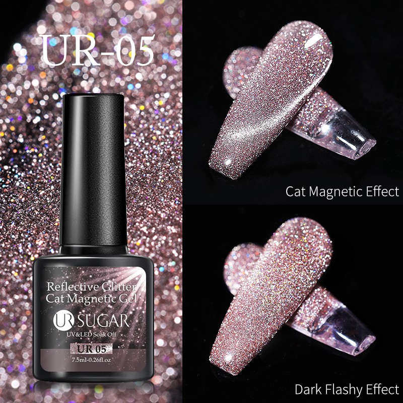 UR SUGAR 7.5ml Disco Reflective Cat Magnetic Gel Nail Polish Auroras Iridescent Glitter Sequins Soak Off Nails Art UV Varnish