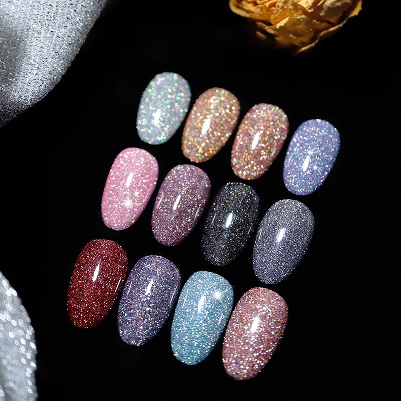 10ml Colorful Diamond Nail Gel Polish Holographic Auroras Glitter Soak Off UV Semi Permanent Varnish Gel Nail Art Gel TSLM1