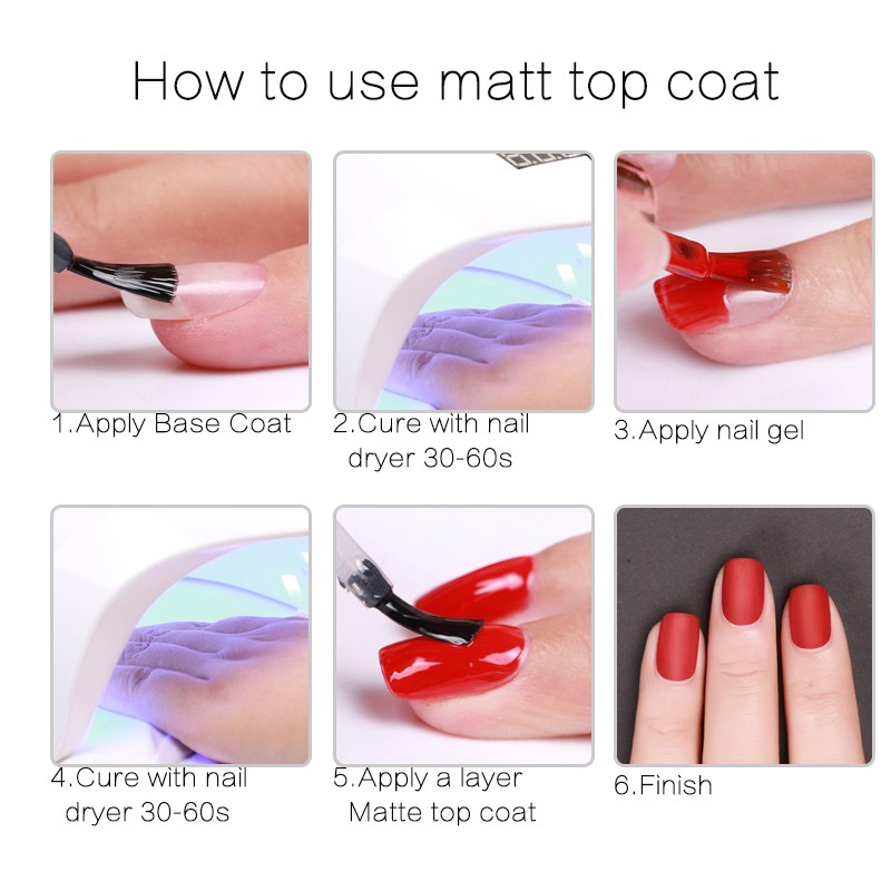 MSHARE Tempered Top Coat Matte Tops For Nails Mat Matte Gel Polish Semi Permanent UV Varnish