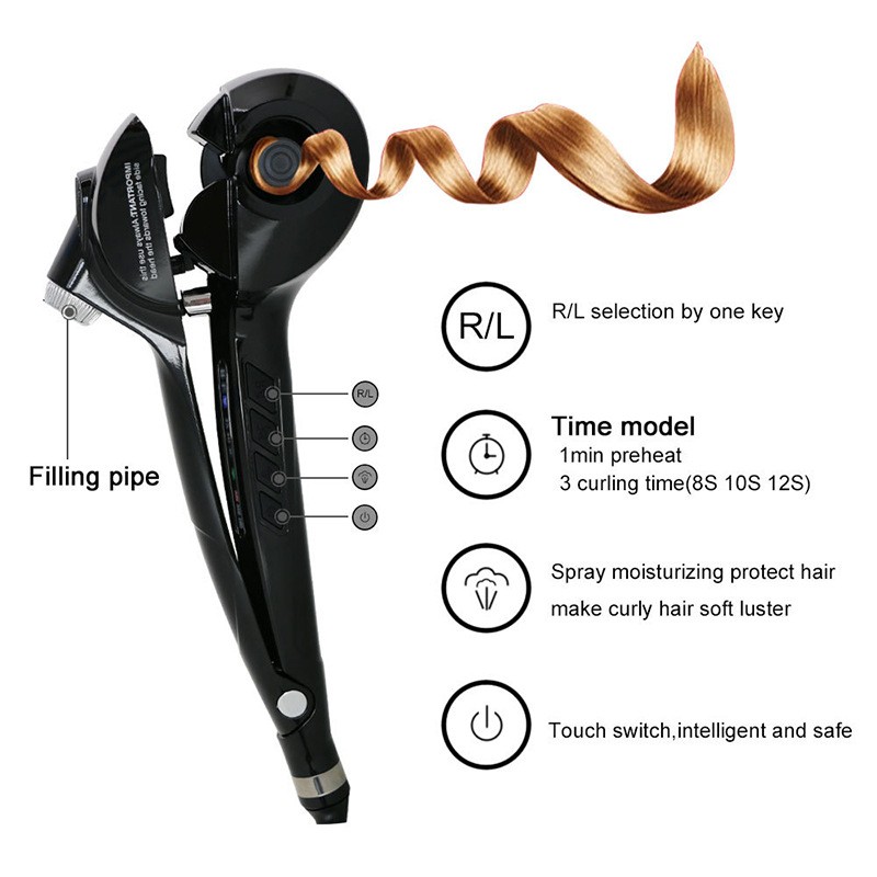 Hair curler dry and wet steam spray dual-use spiral coil straight curling iron hair curler titanium ceramic rollers wave tools