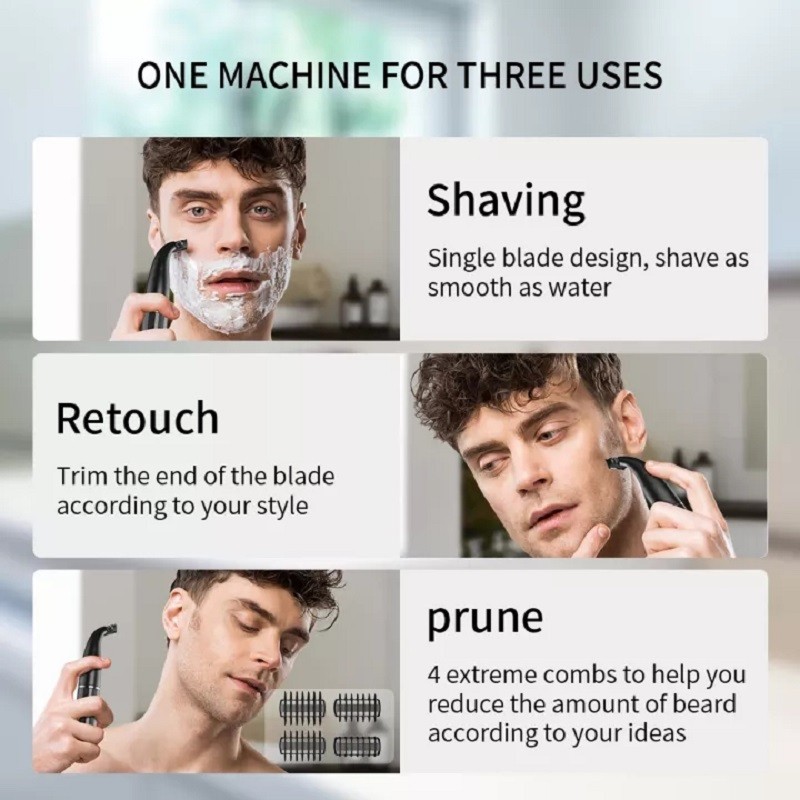 Men Face Body Shaver Kit Electric Shaver Nose Hair Trimmer Beard Shaving Wet Dry USB Charging