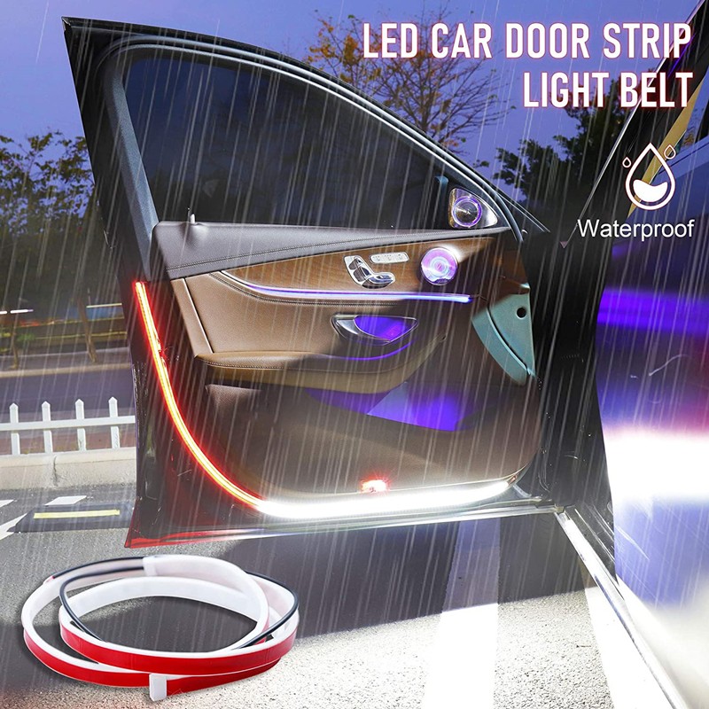 LED Car Door Welcome Light Safety Warning Streamer Lamp Strip 120cm Waterproof Auto Decorative Ambient Lights